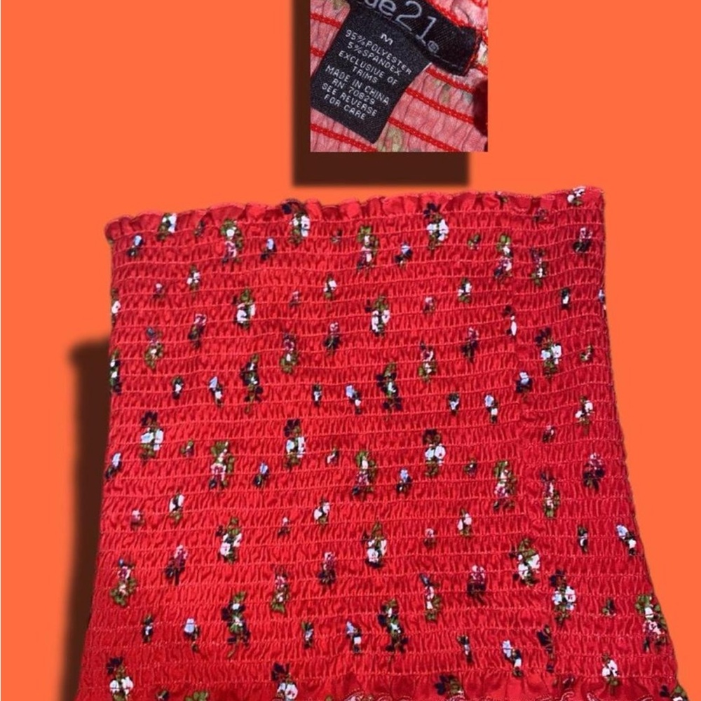 Rue21 Red Floral Smocked Top
